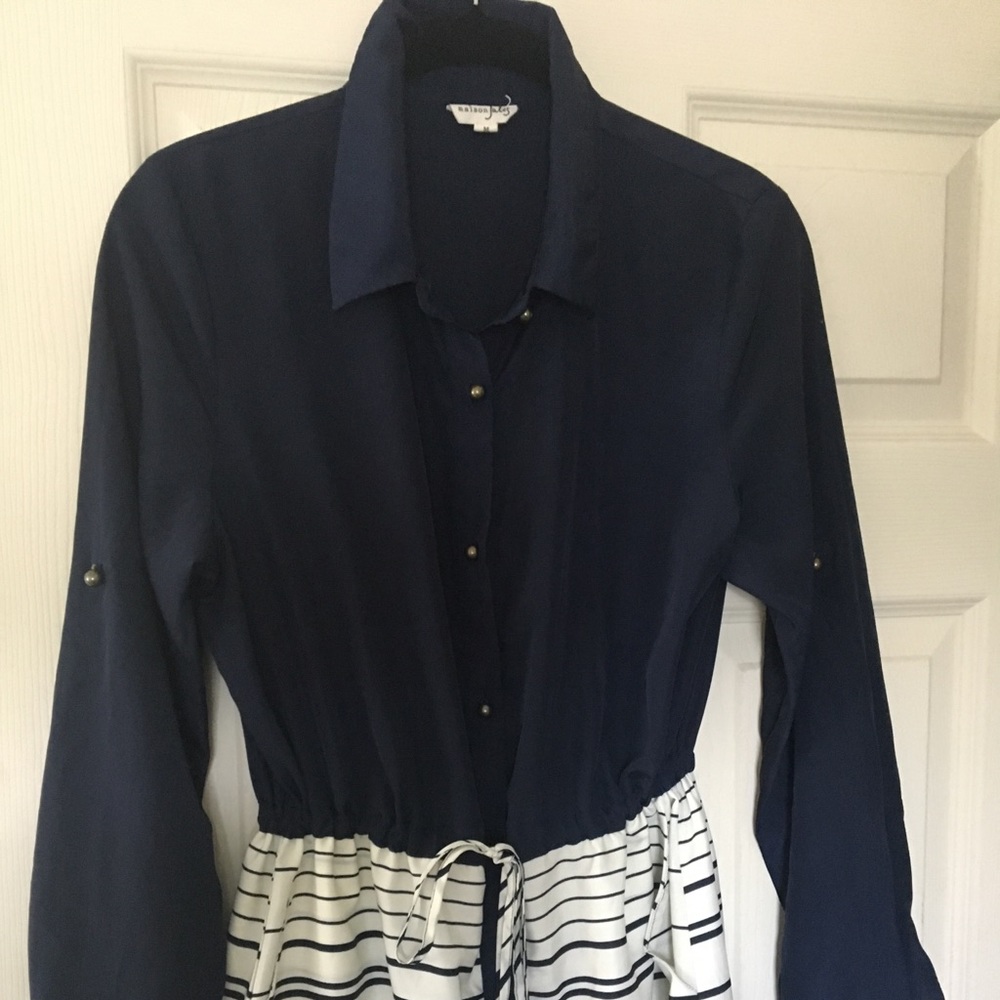 Navy striped shirt MaisonJules dress, size M